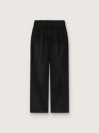 Women's pants black cotton denim with a lived-in treatment