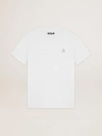 Women's white T-shirt with silver glitter star on the front