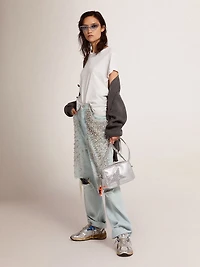 Distressed regular-fit women’s T-shirt white