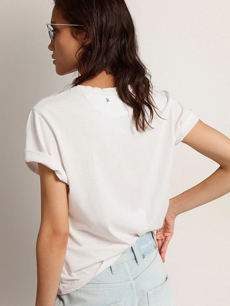 Distressed regular-fit women’s T-shirt white