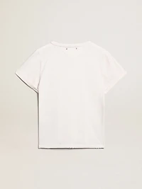 Distressed regular-fit women’s T-shirt white