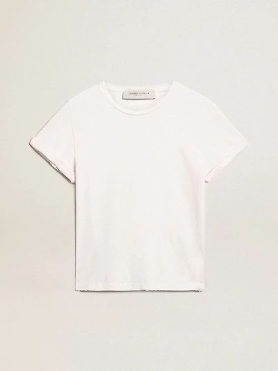 Distressed regular-fit women’s T-shirt white