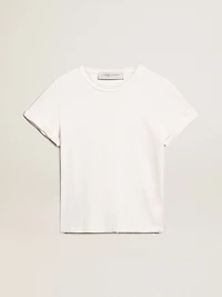 Distressed regular-fit women’s T-shirt white