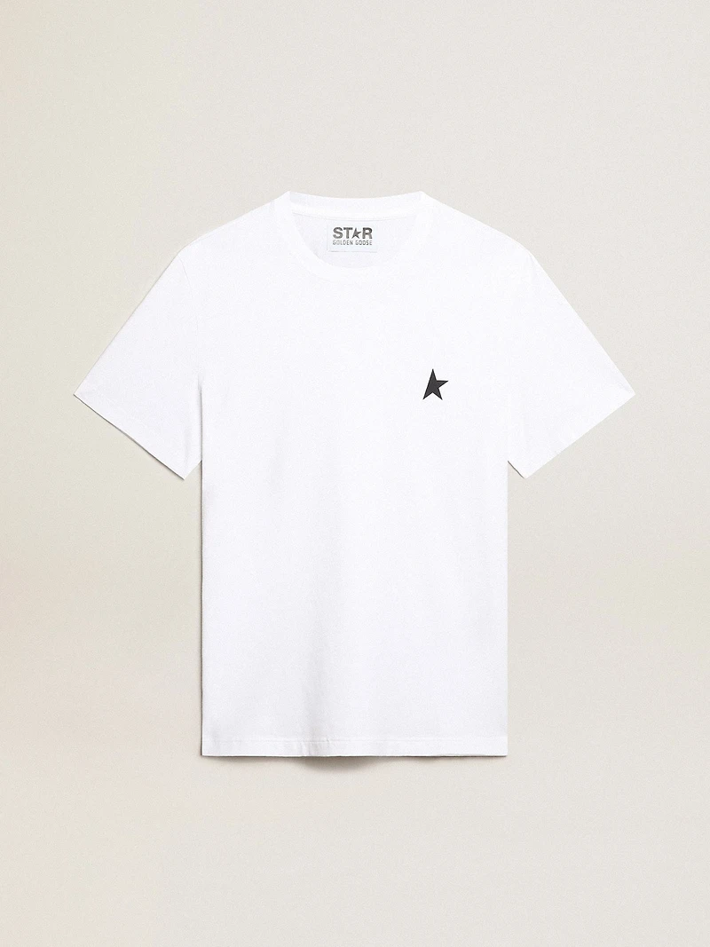 Women’s white T-shirt with dark blue star on the front