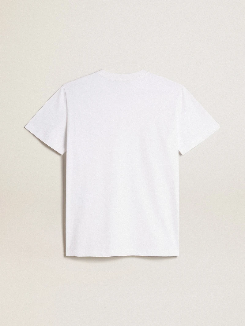 Women’s white T-shirt with burgundy star on the front