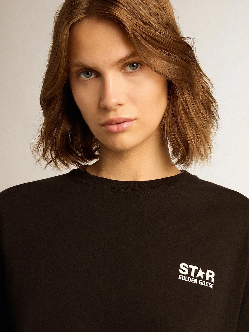 Black star Collection T-shirt with contrasting white logo and