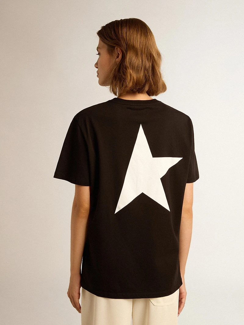 Black star Collection T-shirt with contrasting white logo and