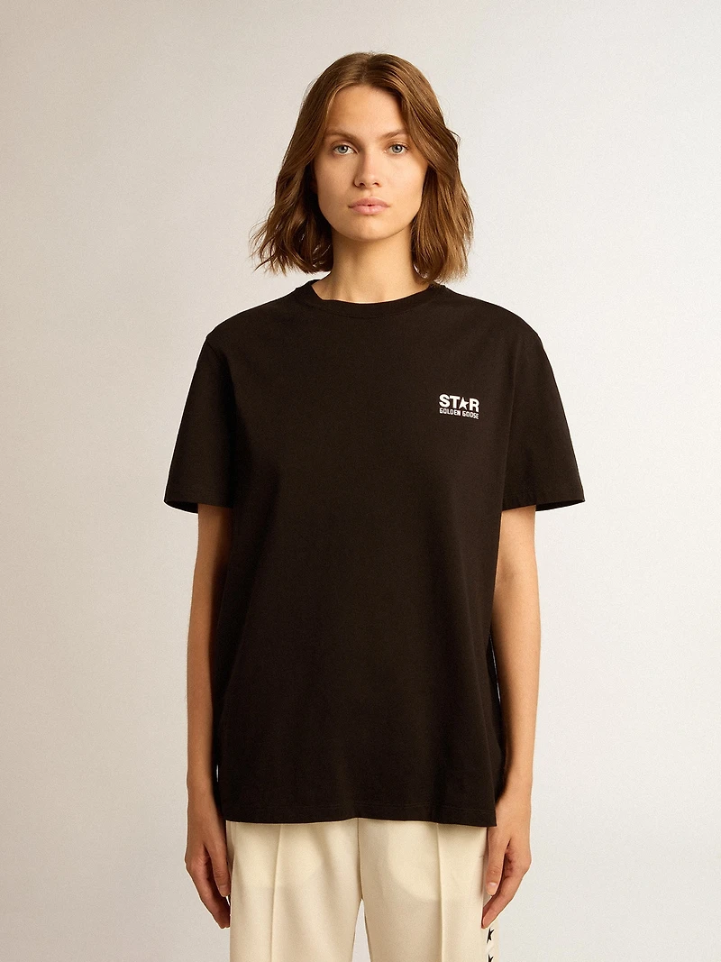 Black star Collection T-shirt with contrasting white logo and