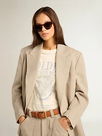 Women’s T-shirt aged white cotton with seasonal print
