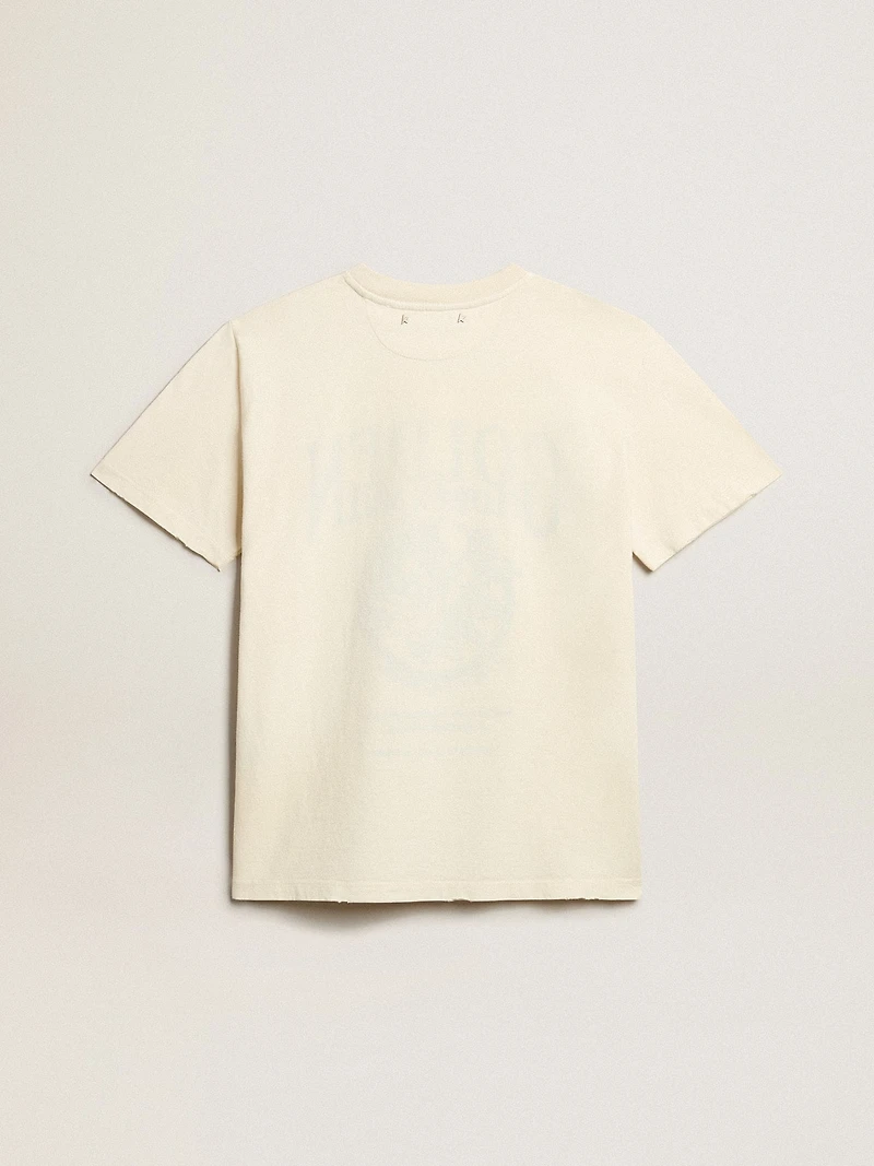 Women’s T-shirt aged white cotton with seasonal print