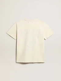 Women’s T-shirt aged white cotton with seasonal print