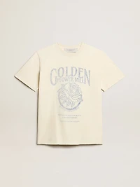 Women’s T-shirt aged white cotton with seasonal print
