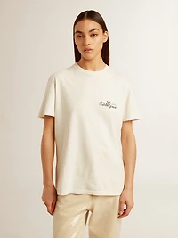 Women’s T-shirt aged white with logo on the chest