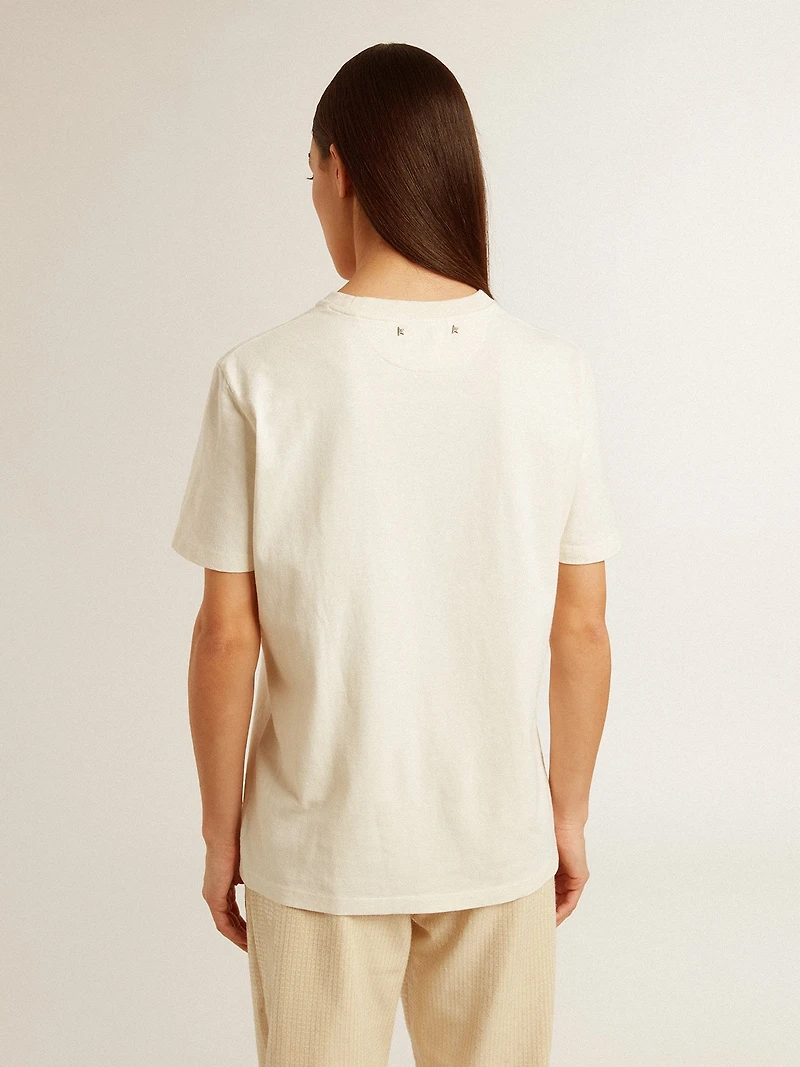 Women’s T-shirt aged white with logo on the chest