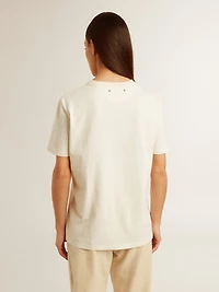 Women’s T-shirt aged white with logo on the chest