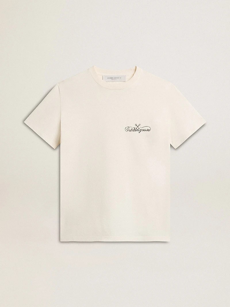 Women’s T-shirt aged white with logo on the chest