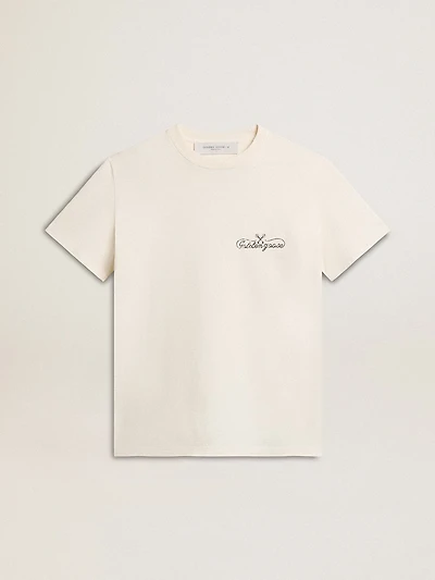Women’s T-shirt aged white with logo on the chest
