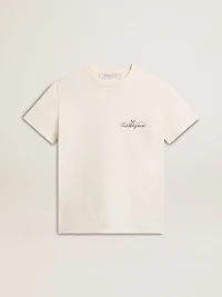 Women’s T-shirt aged white with logo on the chest