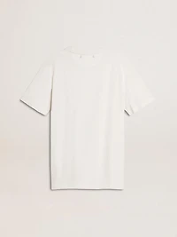 Women's white T-shirt with black print on the chest
