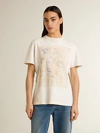 Women's white T-shirt with floral print