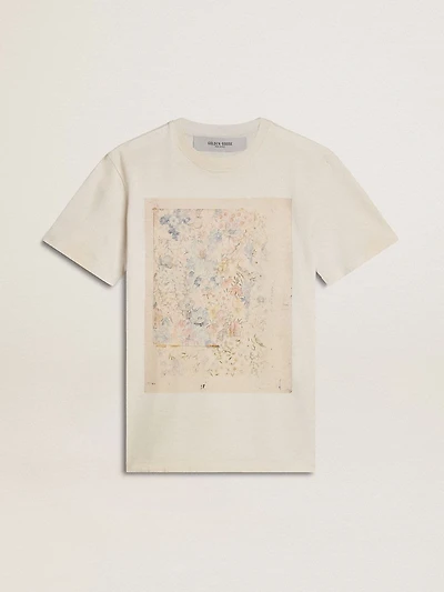 Women's white T-shirt with floral print