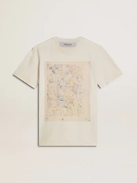 Women's white T-shirt with floral print
