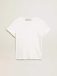 Distressed slim-fit women’s T-shirt white