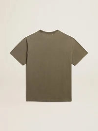 Women's olive green T-shirt with Golden lettering