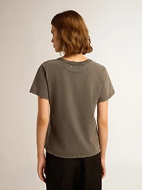 Distressed slim-fit T-shirt anthracite gray