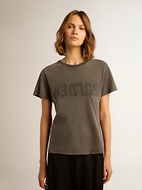 Distressed slim-fit T-shirt anthracite gray