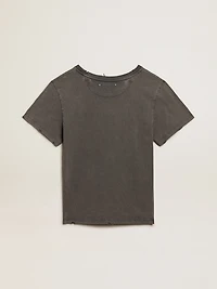 Distressed slim-fit T-shirt anthracite gray