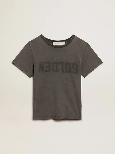 Distressed slim-fit T-shirt anthracite gray