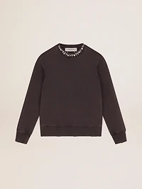 Women's anthracite gray sweatshirt with crystals