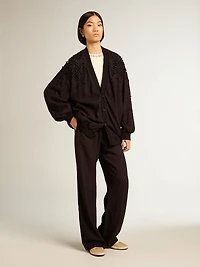 Women’s black cardigan with shaded embroidery