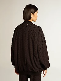Women’s black cardigan with shaded embroidery