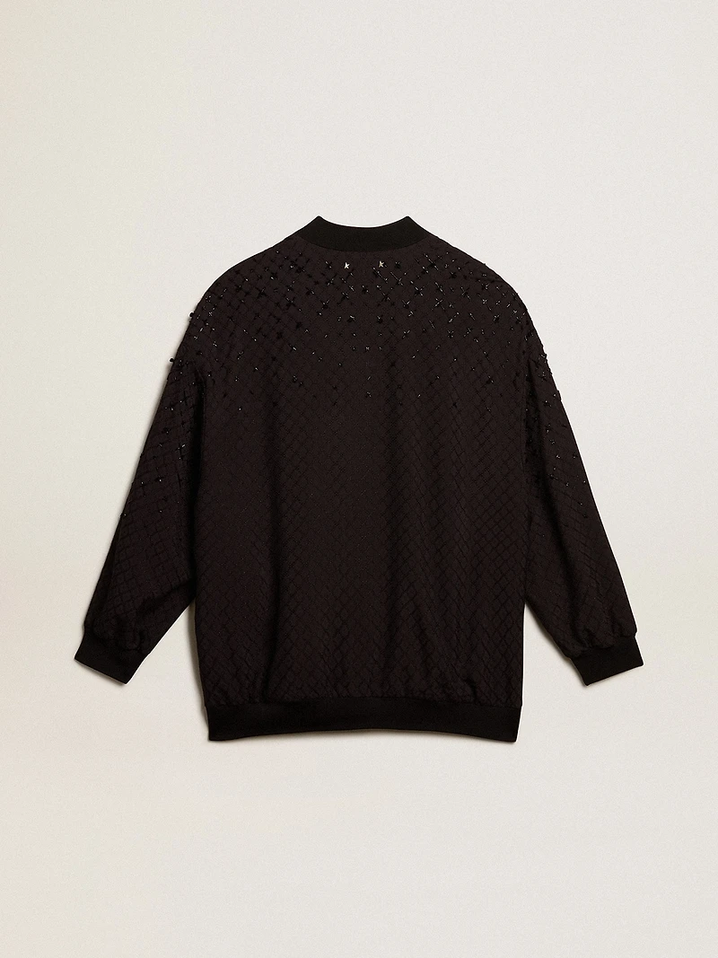 Women’s black cardigan with shaded embroidery