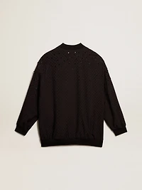 Women’s black cardigan with shaded embroidery