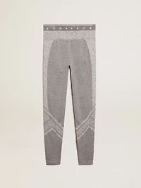 Women’s gray melange leggings with mixed stitching