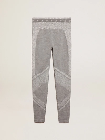 Women’s gray melange leggings with mixed stitching
