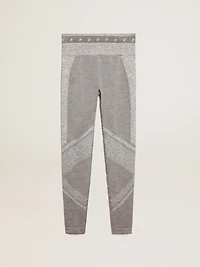 Women’s gray melange leggings with mixed stitching