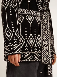 Women’s black cardigan with belt and crystals