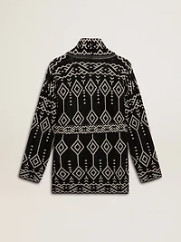 Women’s black cardigan with belt and crystals