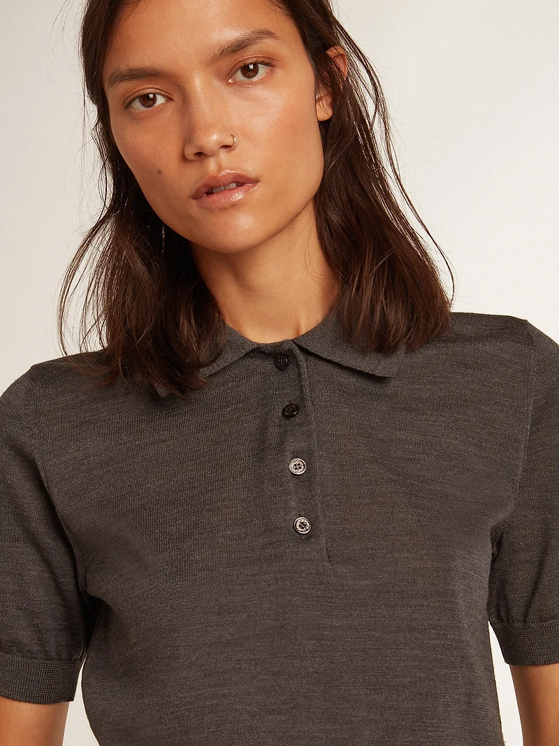 Women’s polo shirt anthracite merino wool