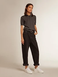 Women’s polo shirt anthracite merino wool