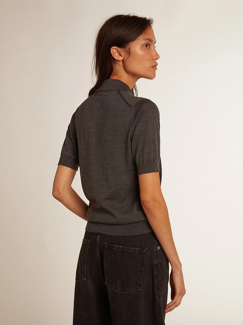 Women’s polo shirt anthracite merino wool
