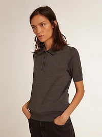 Women’s polo shirt anthracite merino wool