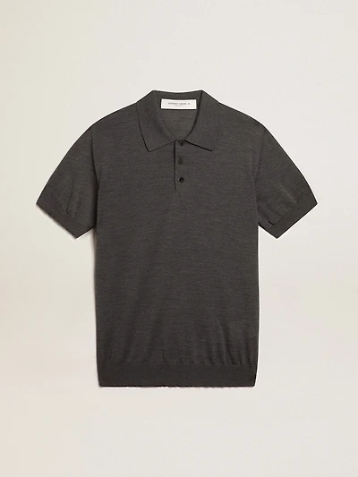 Women’s polo shirt anthracite merino wool