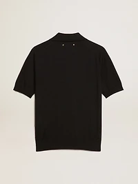 Women’s polo shirt black merino wool