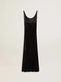 Women's black velvet-effect slip dress