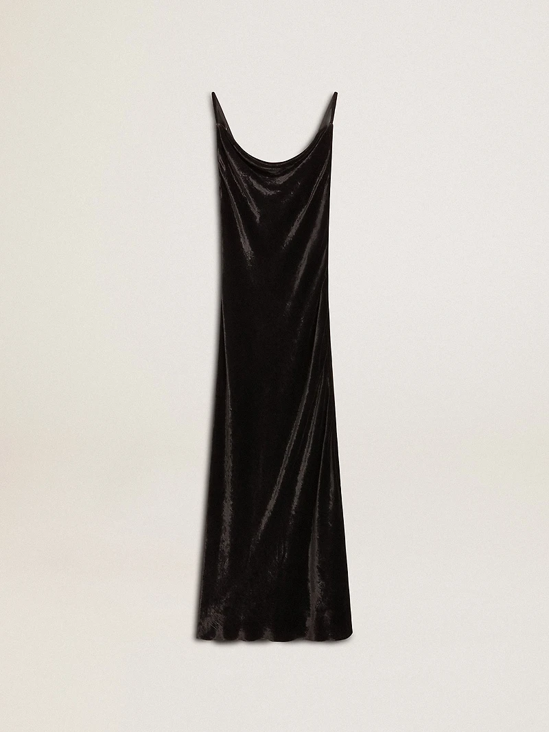 Women's black velvet-effect slip dress